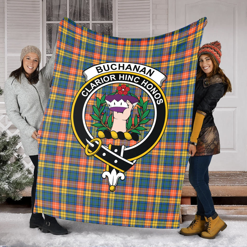 Buchanan Ancient Tartan Blanket with Family Crest - Tartanvibesclothing