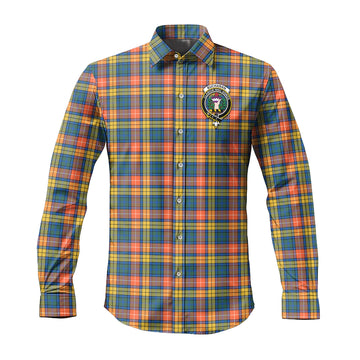 Buchanan Ancient Tartan Long Sleeve Button Up Shirt with Family Crest