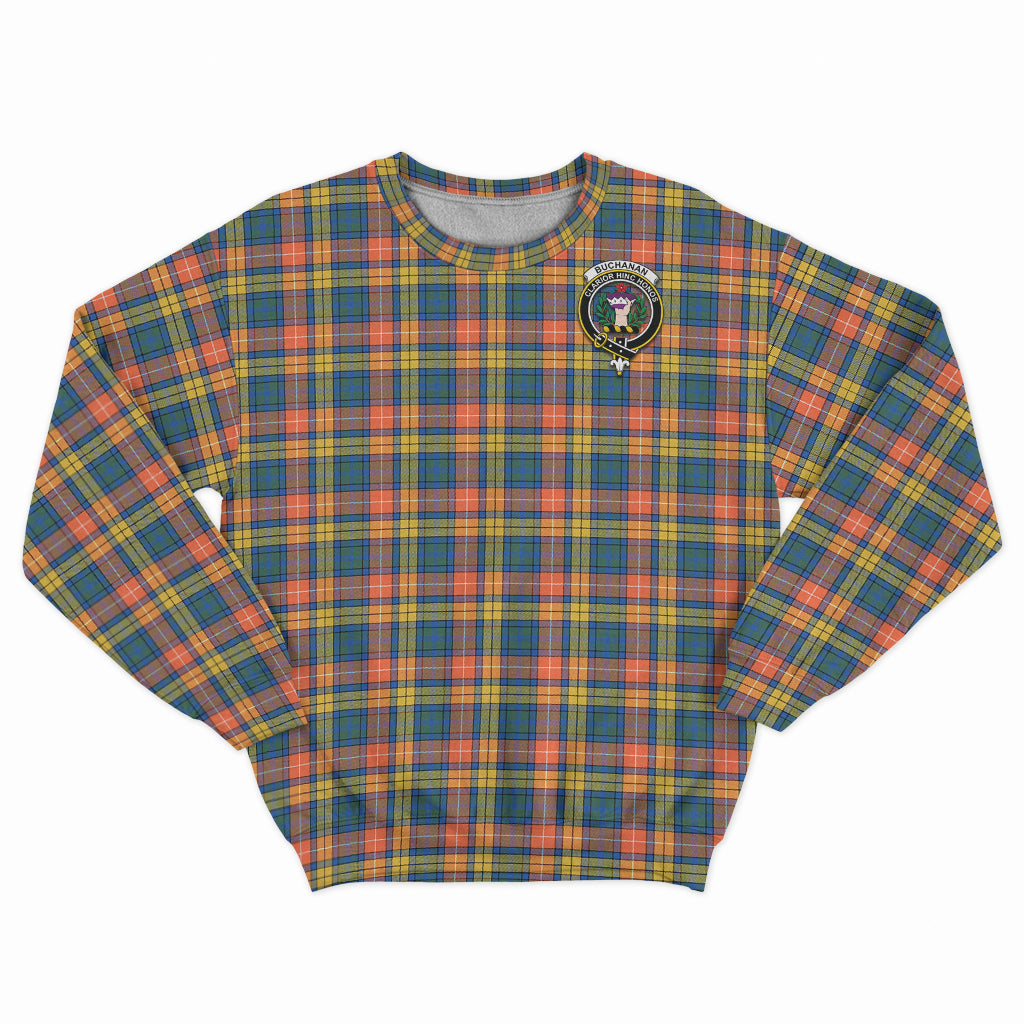 Buchanan Ancient Tartan Sweatshirt with Family Crest - Tartanvibesclothing