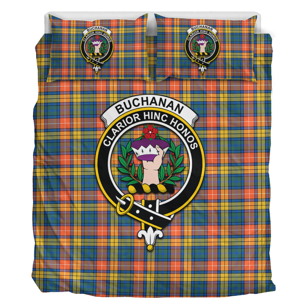 Buchanan Ancient Tartan Bedding Set with Family Crest - Tartan Vibes Clothing