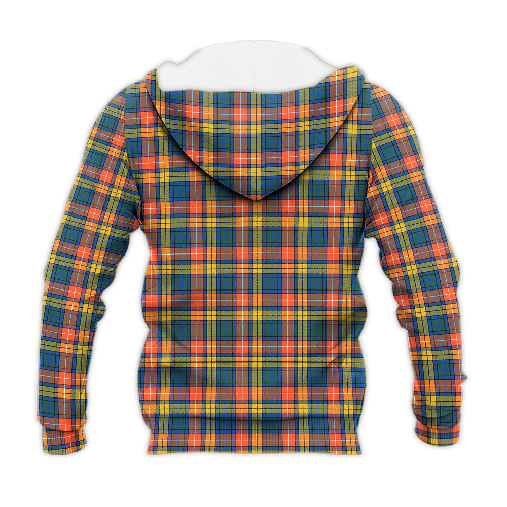 Buchanan Ancient Tartan Knitted Hoodie with Family Crest - Tartanvibesclothing