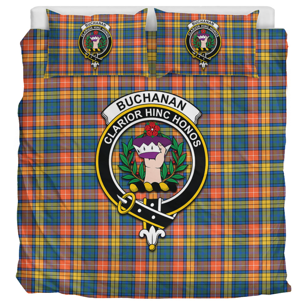 Buchanan Ancient Tartan Bedding Set with Family Crest UK Bedding Set UK Super King 104*94 inch - Tartan Vibes Clothing