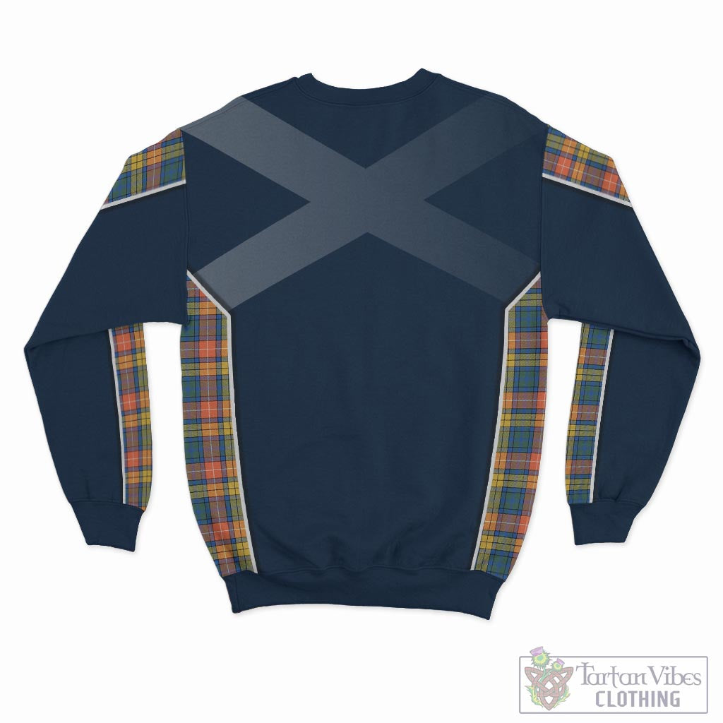Tartan Vibes Clothing Buchanan Ancient Tartan Sweatshirt with Family Crest and Scottish Thistle Vibes Sport Style