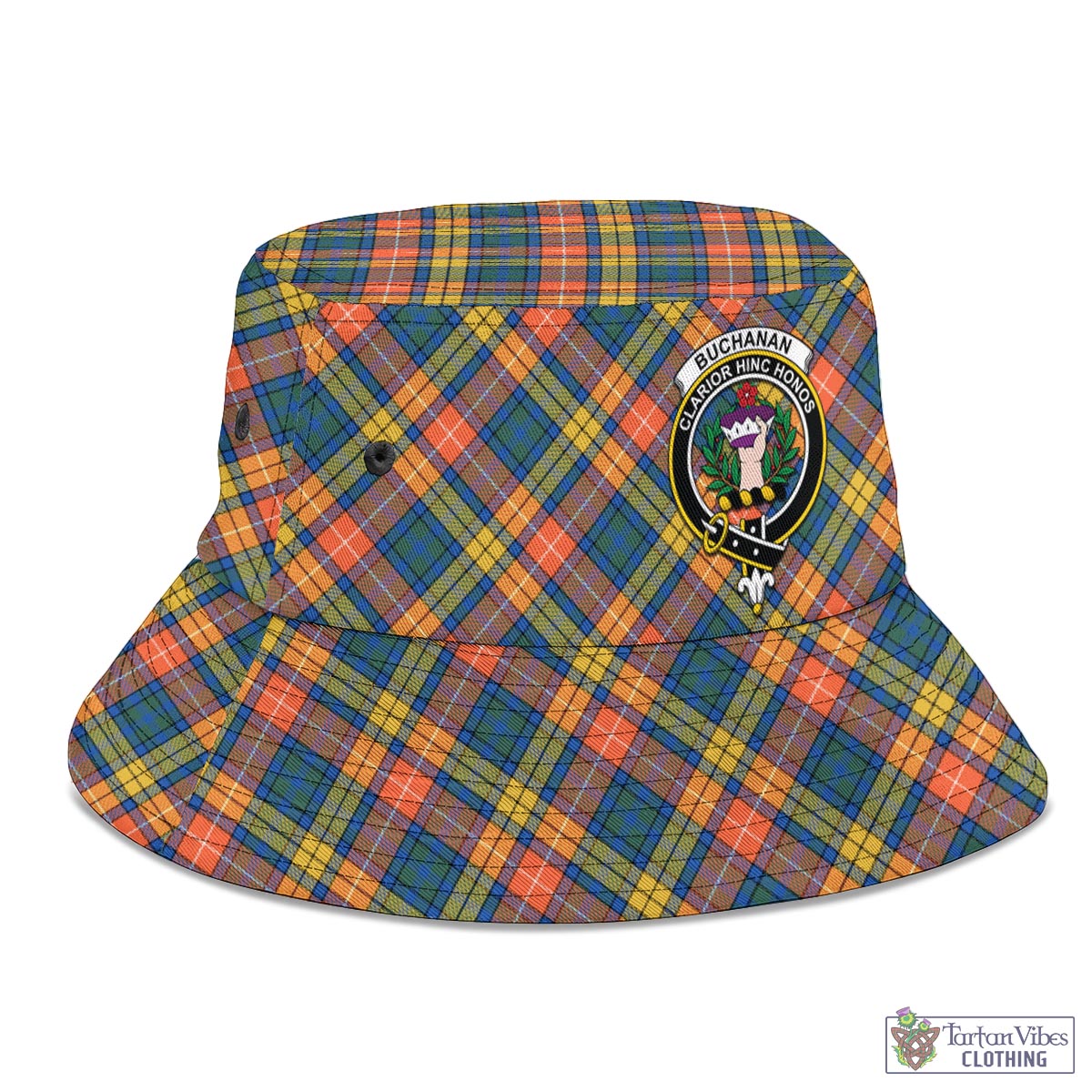 Tartan Vibes Clothing Buchanan Ancient Tartan Bucket Hat with Family Crest