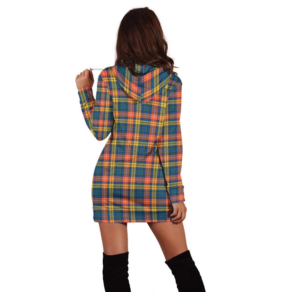 Buchanan Ancient Tartan Hoodie Dress with Family Crest - Tartan Vibes Clothing