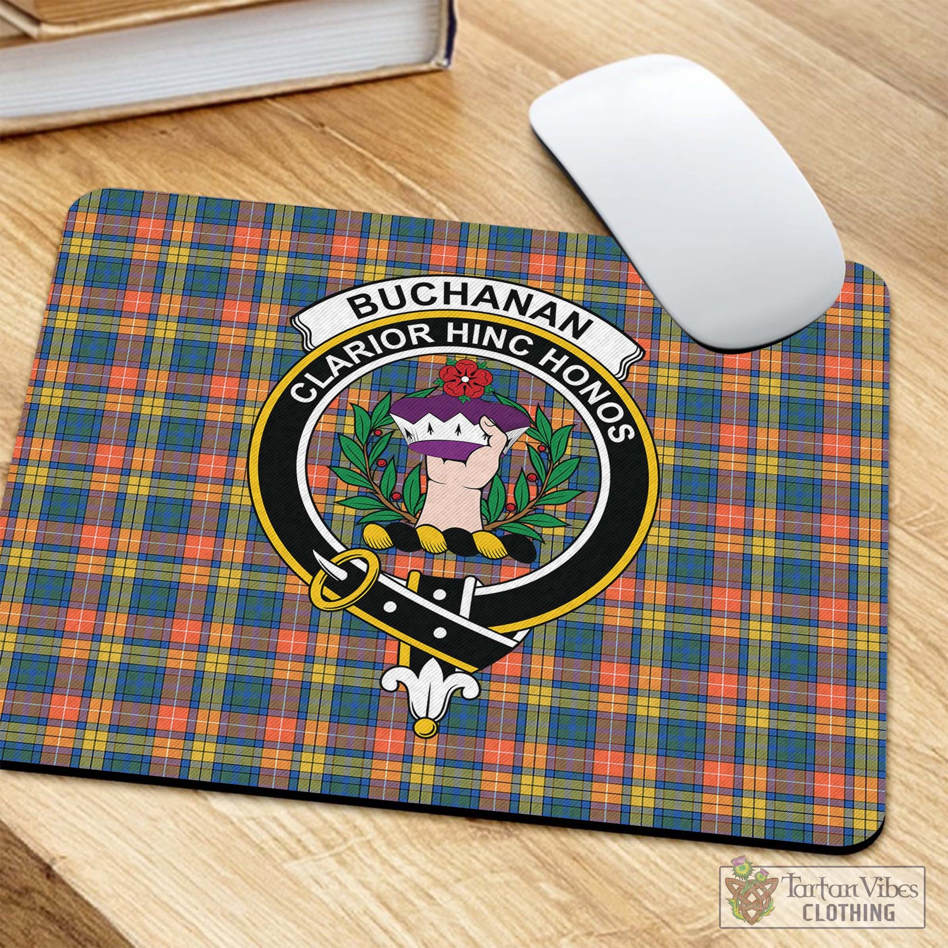 Tartan Vibes Clothing Buchanan Ancient Tartan Mouse Pad with Family Crest