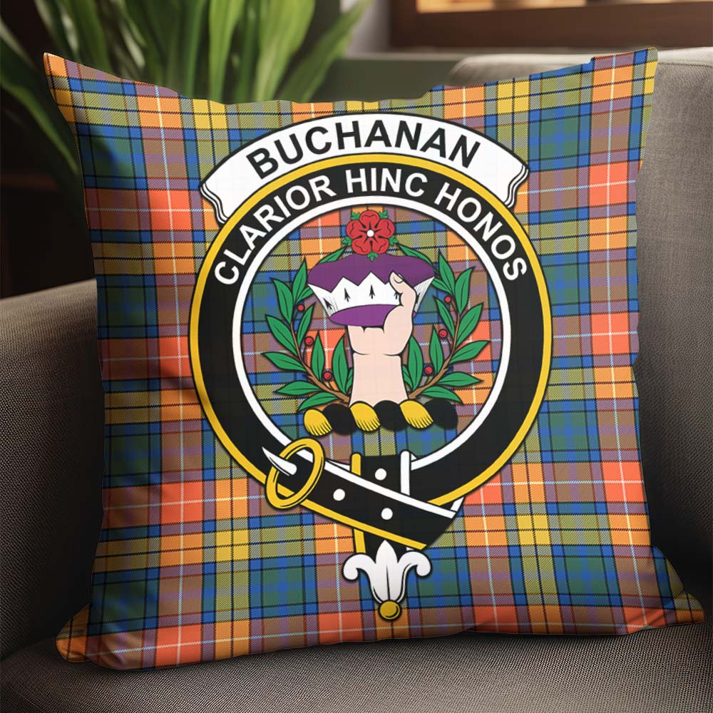 Buchanan Ancient Tartan Pillow Cover with Family Crest - Tartanvibesclothing