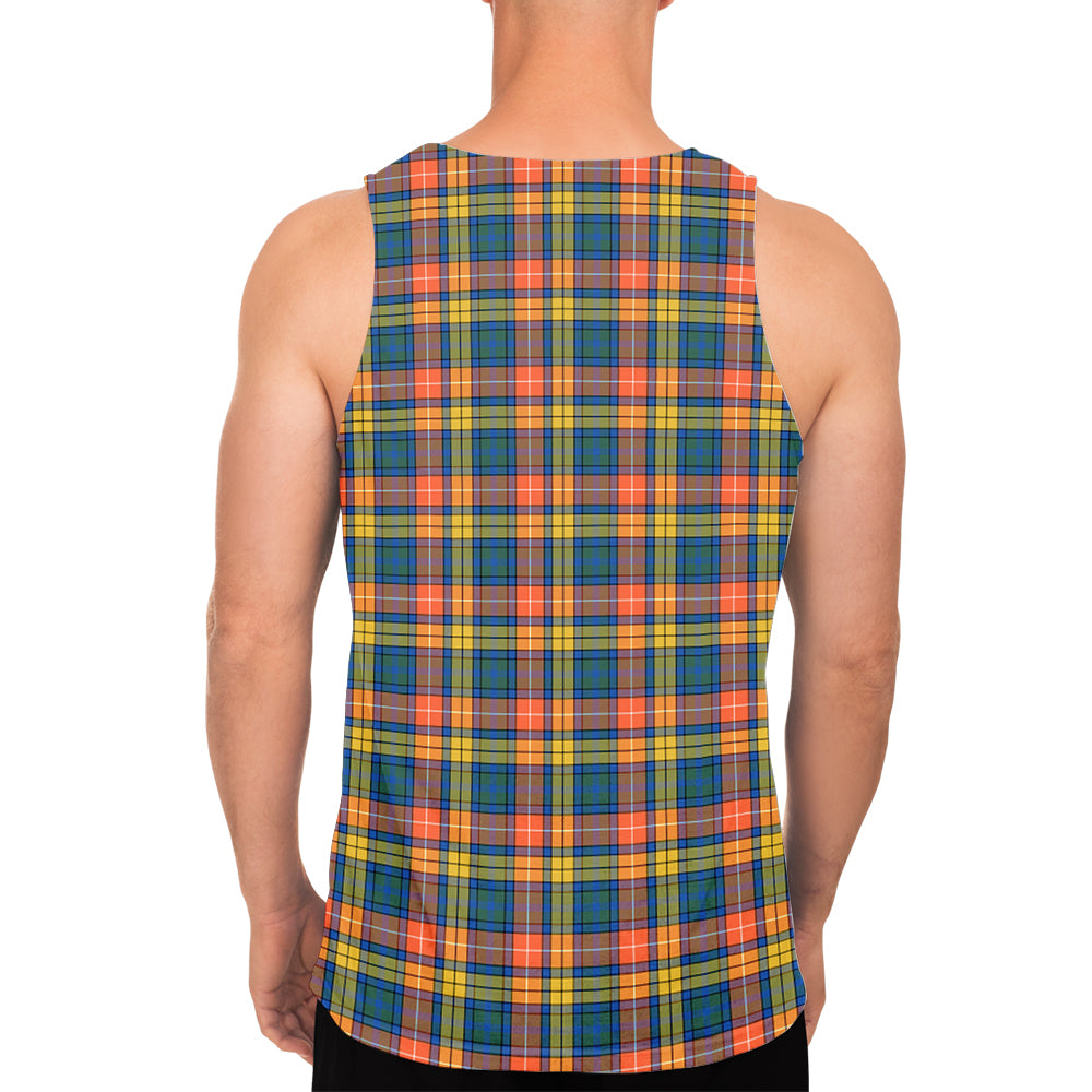 Buchanan Ancient Tartan Mens Tank Top with Family Crest - Tartanvibesclothing