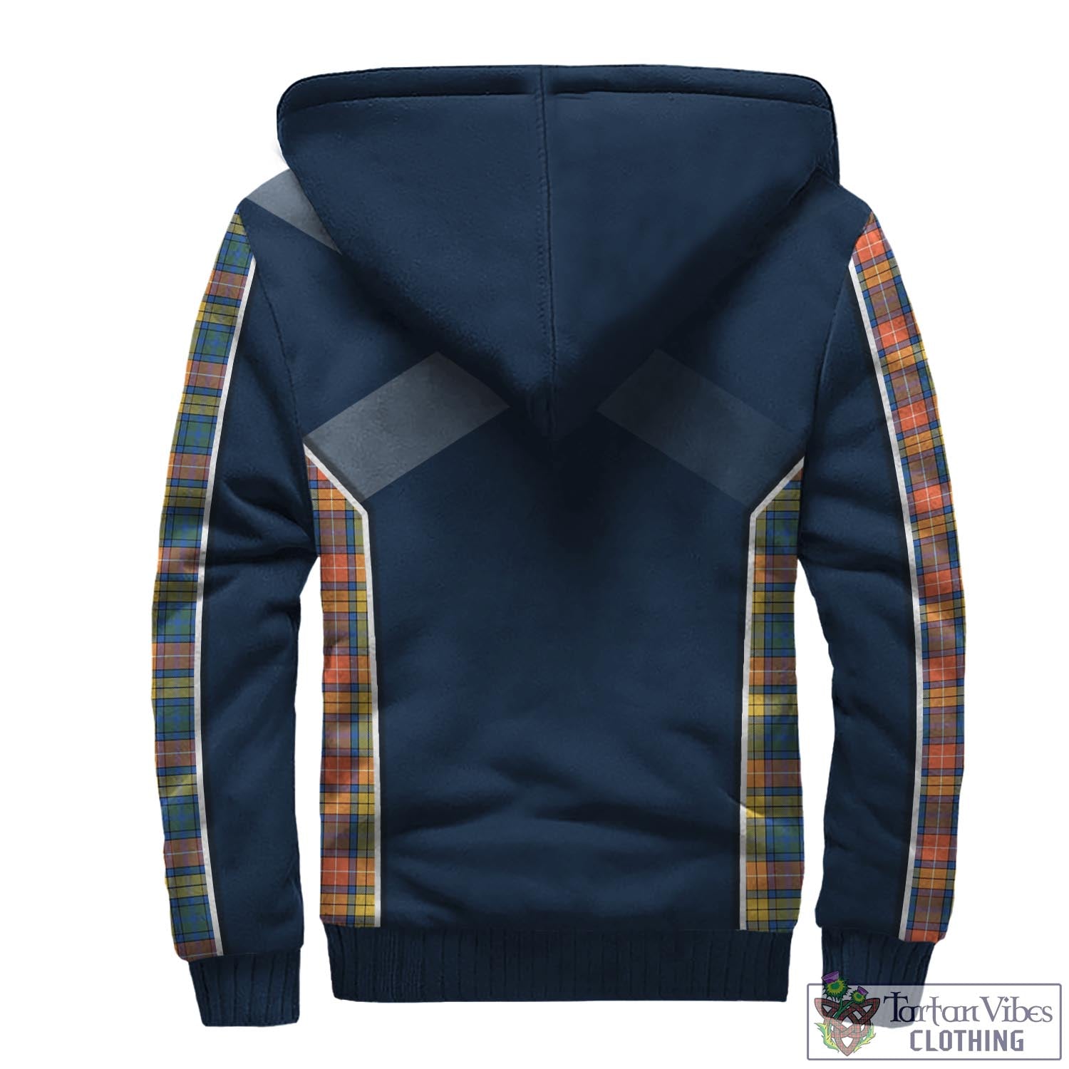 Tartan Vibes Clothing Buchanan Ancient Tartan Sherpa Hoodie with Family Crest and Scottish Thistle Vibes Sport Style