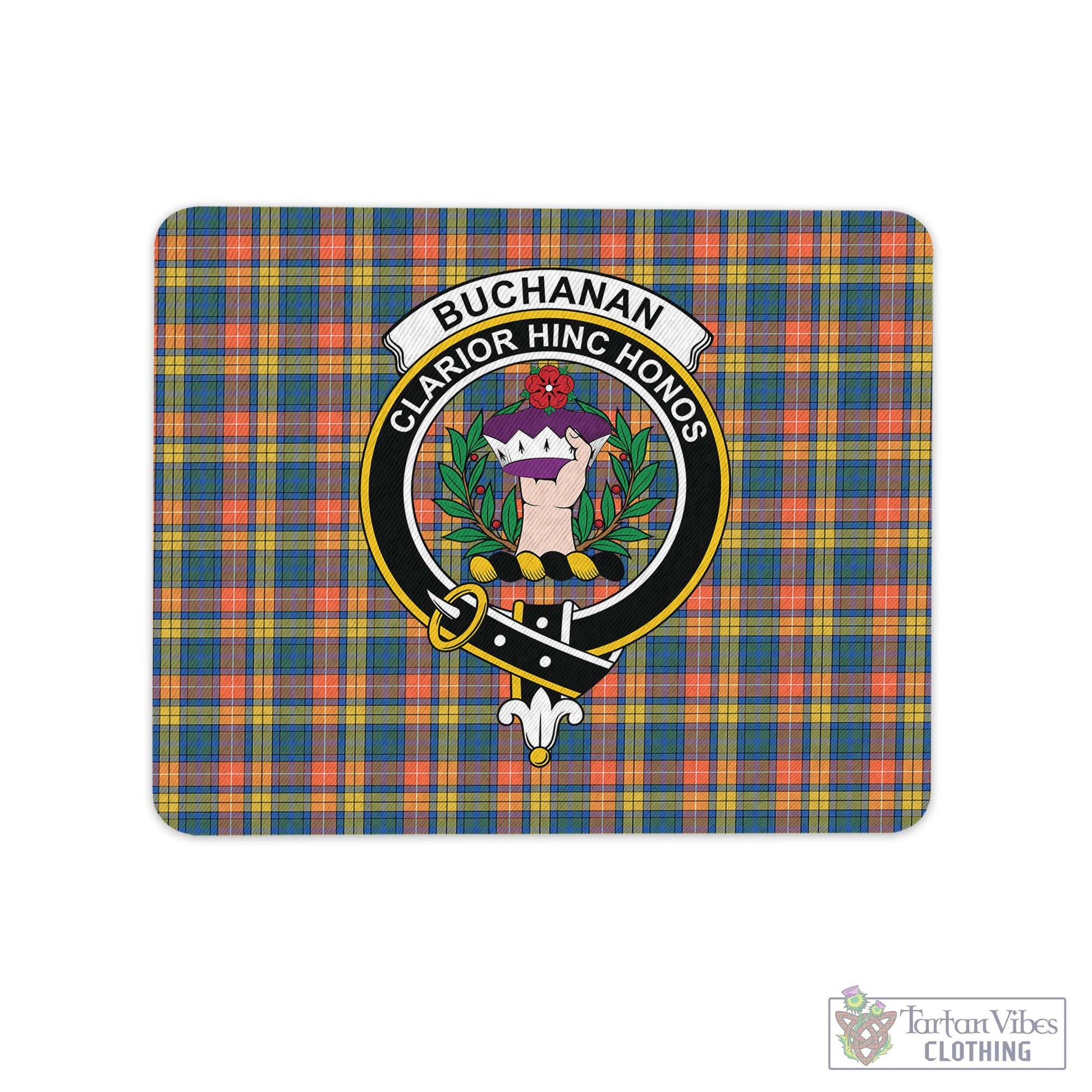 Tartan Vibes Clothing Buchanan Ancient Tartan Mouse Pad with Family Crest