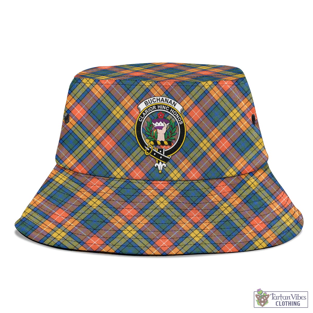 Tartan Vibes Clothing Buchanan Ancient Tartan Bucket Hat with Family Crest