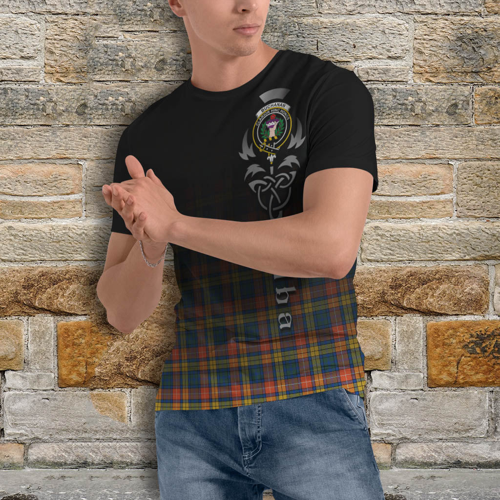 Tartan Vibes Clothing Buchanan Ancient Tartan T-Shirt Featuring Alba Gu Brath Family Crest Celtic Inspired