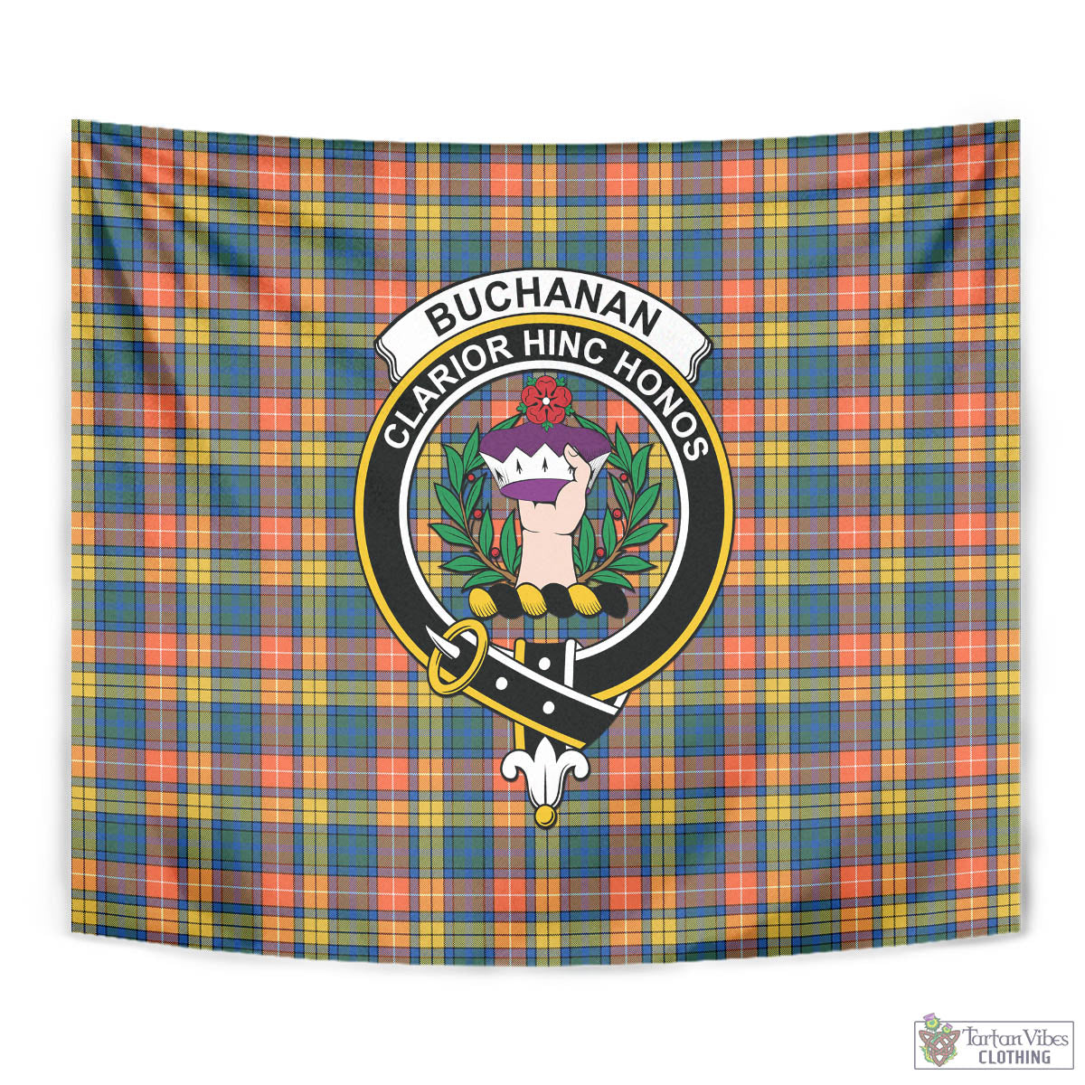 Tartan Vibes Clothing Buchanan Ancient Tartan Tapestry Wall Hanging and Home Decor for Room with Family Crest