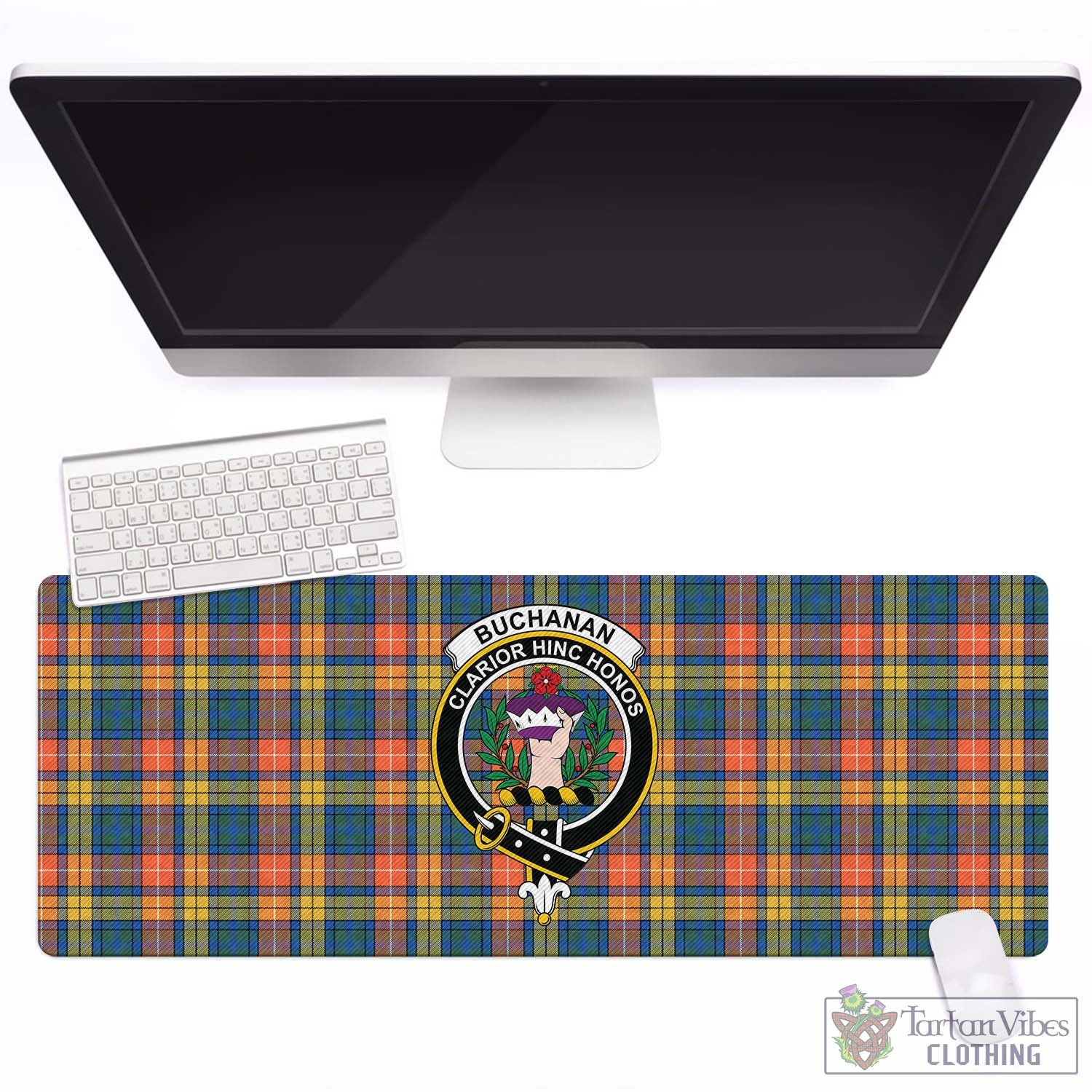 Tartan Vibes Clothing Buchanan Ancient Tartan Mouse Pad with Family Crest