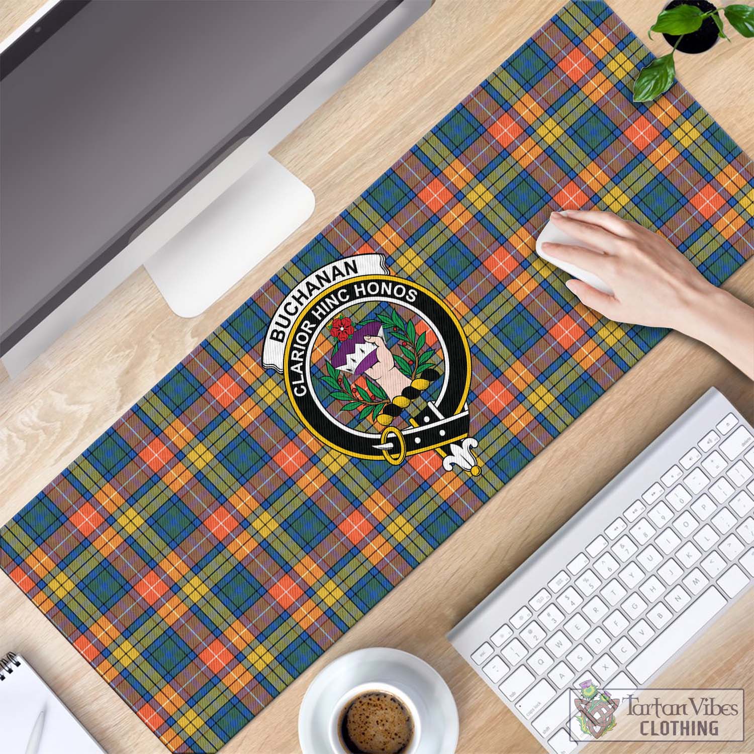 Tartan Vibes Clothing Buchanan Ancient Tartan Mouse Pad with Family Crest