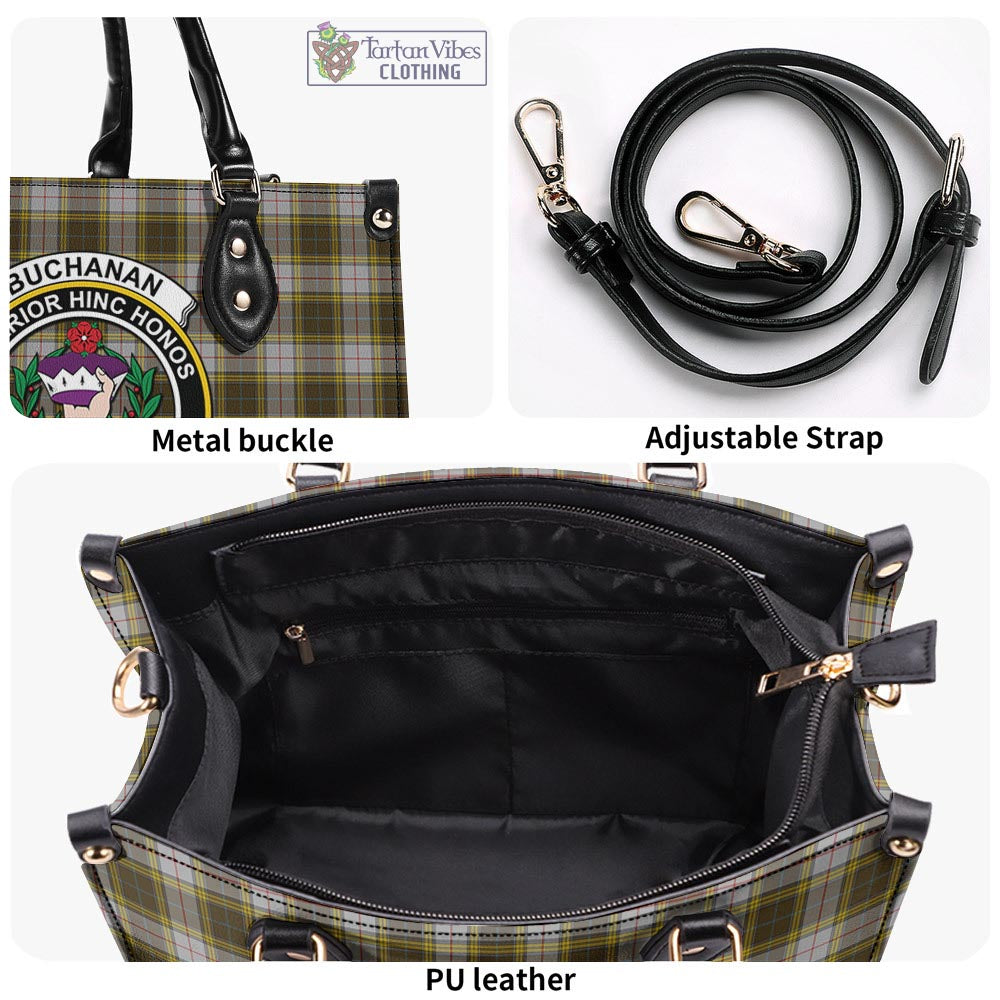 Tartan Vibes Clothing Buchanan Dress Tartan Luxury Leather Handbags with Family Crest