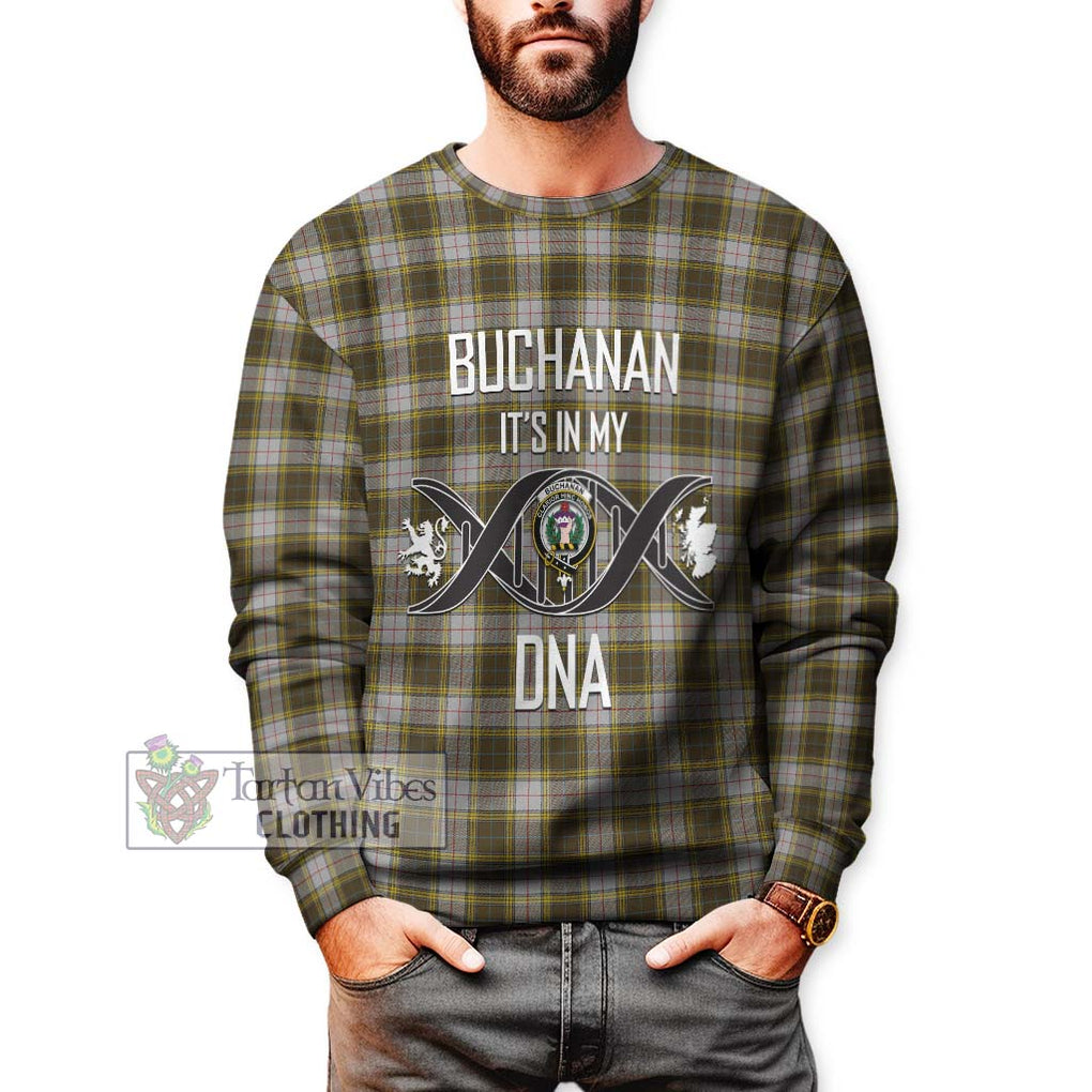 Buchanan Dress Tartan Sweatshirt with Family Crest DNA In Me Style Unisex - Tartanvibesclothing Shop