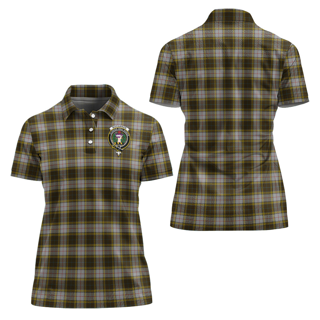 Buchanan Dress Tartan Polo Shirt with Family Crest For Women Women - Tartan Vibes Clothing