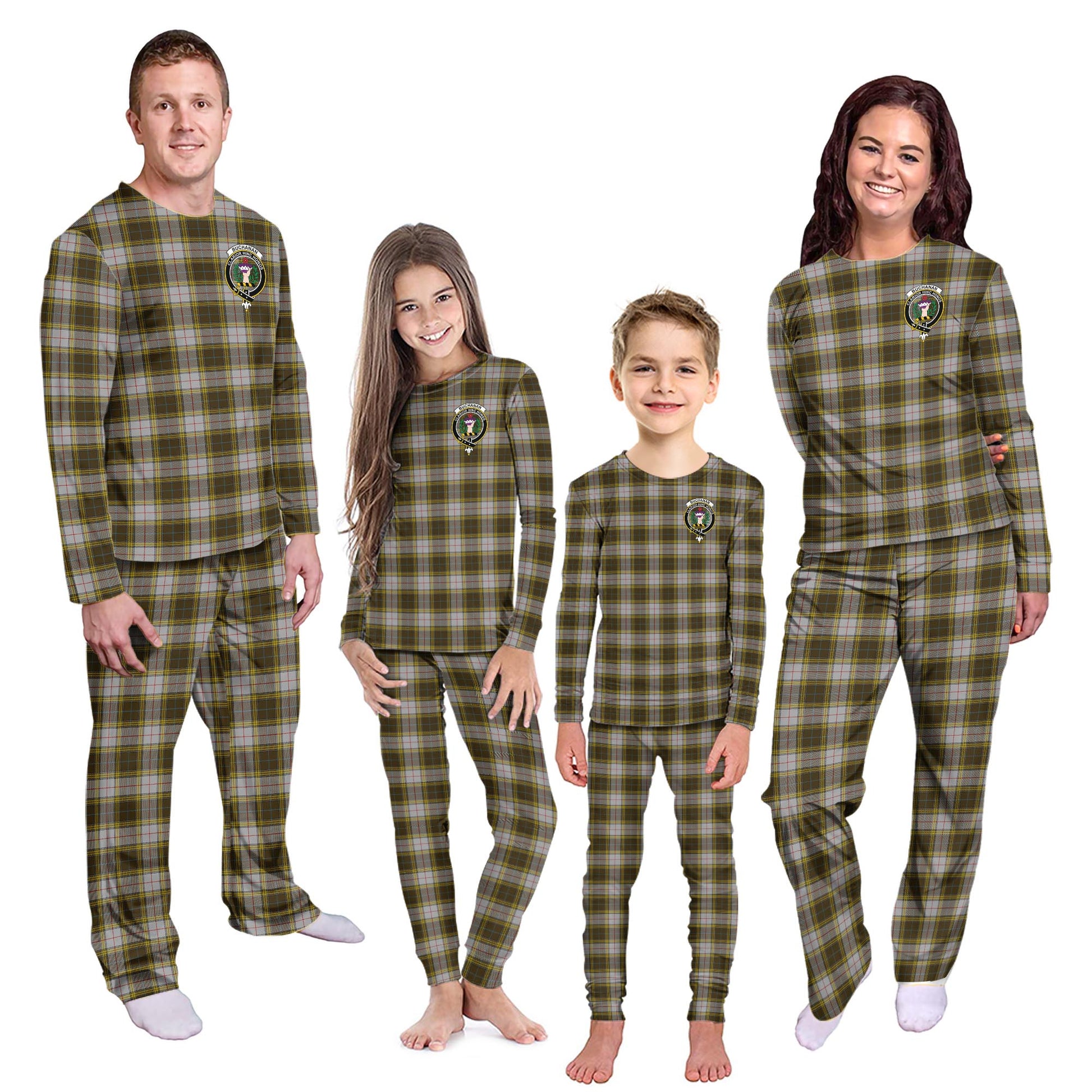 Buchanan Dress Tartan Pajamas Family Set with Family Crest Kid - Tartan Vibes Clothing