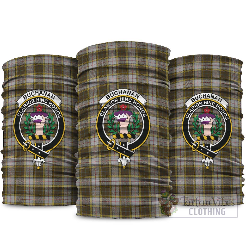 Buchanan Dress Tartan Neck Gaiters, Tartan Bandanas, Tartan Head Band with Family Crest