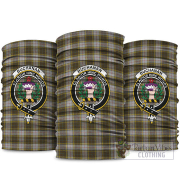 Buchanan Dress Tartan Neck Gaiters, Tartan Bandanas, Tartan Head Band with Family Crest