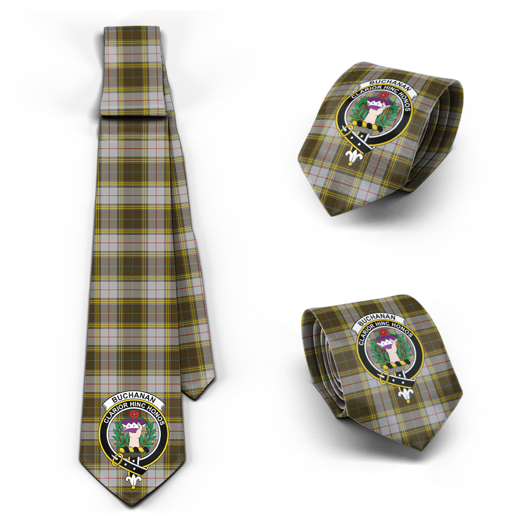 Buchanan Dress Tartan Classic Necktie with Family Crest Necktie One Size - Tartan Vibes Clothing