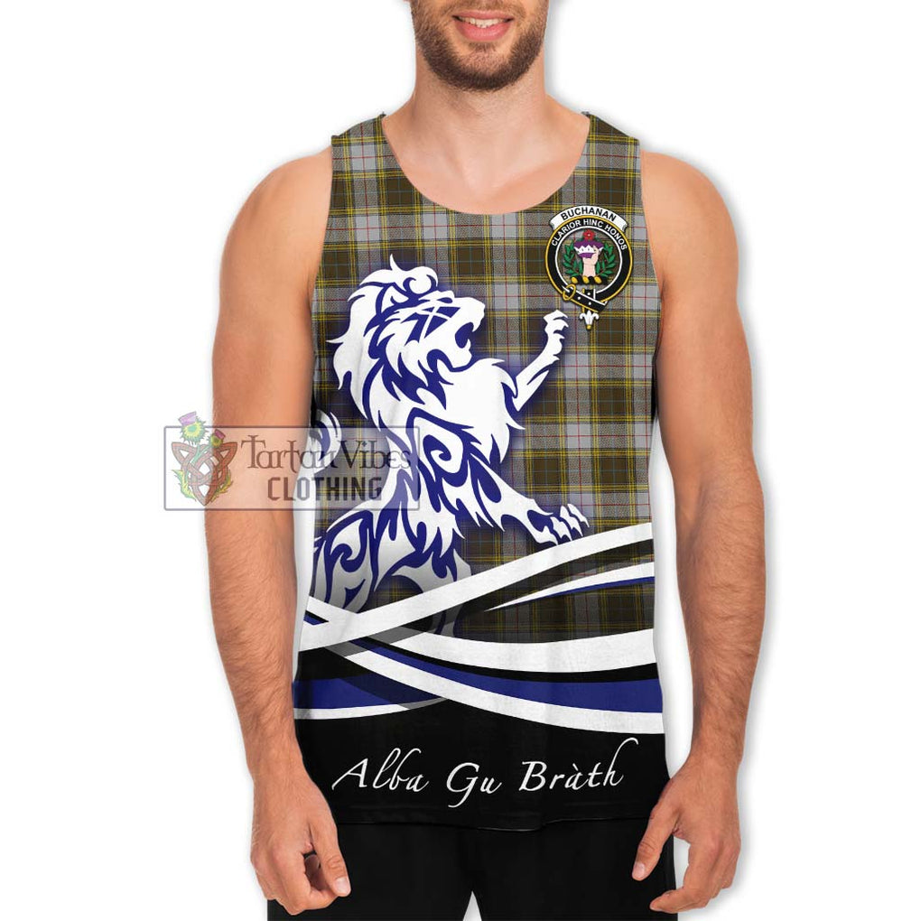 Buchanan Dress Tartan Men's Tank Top with Alba Gu Brath Regal Lion Emblem Men - Tartanvibesclothing Shop