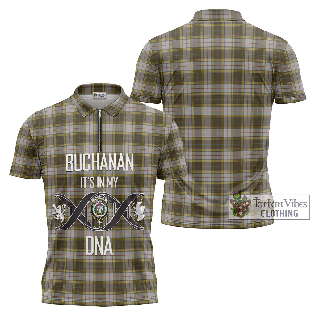 Buchanan Dress Tartan Zipper Polo Shirt with Family Crest DNA In Me Style Unisex - Tartanvibesclothing Shop