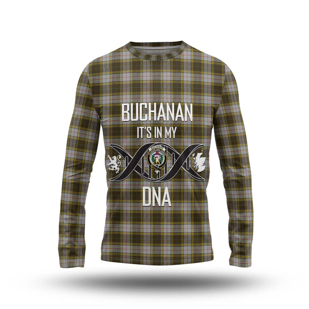 Buchanan Dress Tartan Long Sleeve T-Shirt with Family Crest DNA In Me Style Unisex - Tartanvibesclothing Shop