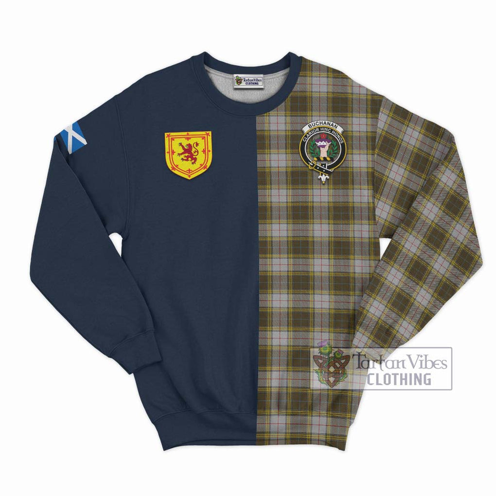 Tartan Vibes Clothing Buchanan Dress Tartan Sweatshirt with Scottish Lion Royal Arm Half Style