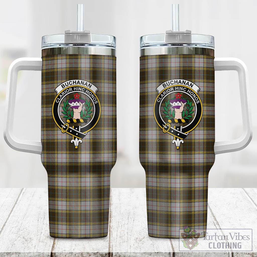 Tartan Vibes Clothing Buchanan Dress Tartan and Family Crest Tumbler with Handle