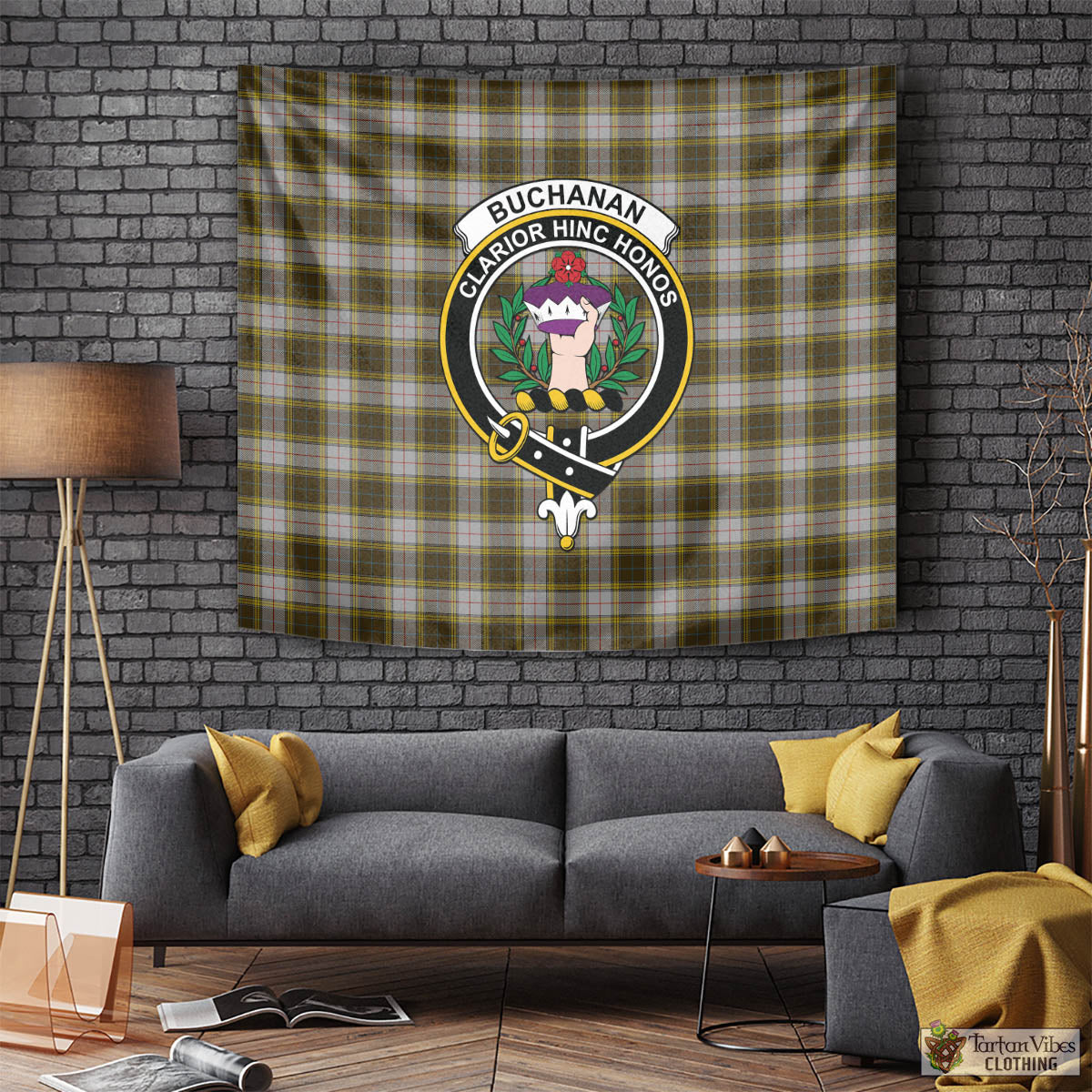 Tartan Vibes Clothing Buchanan Dress Tartan Tapestry Wall Hanging and Home Decor for Room with Family Crest