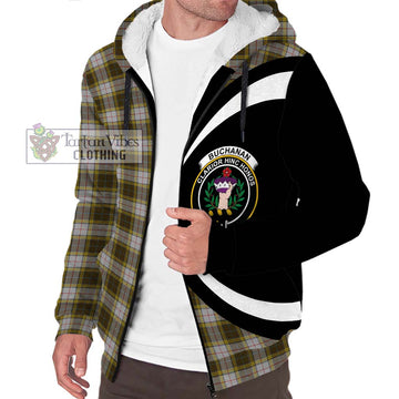 Buchanan Dress Tartan Sherpa Hoodie with Family Crest Circle Style