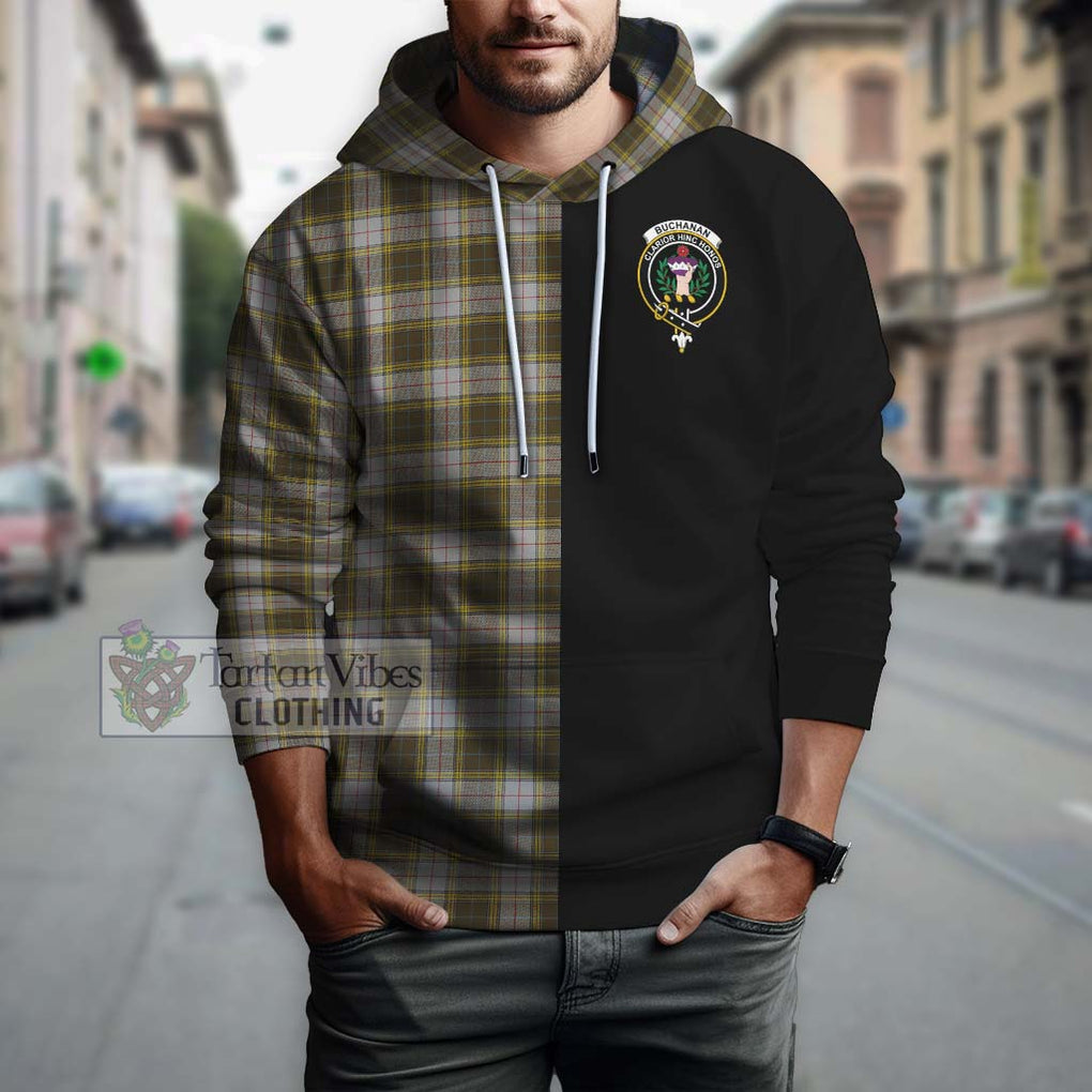 Buchanan Dress Tartan Hoodie with Family Crest and Half Of Me Style Zip Hoodie - Tartanvibesclothing Shop