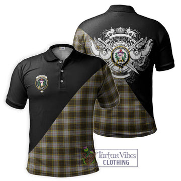 Buchanan Dress Tartan Polo Shirt with Family Crest and Military Logo Style