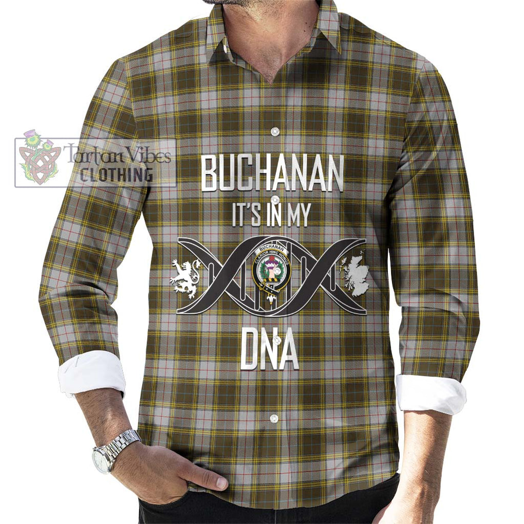 Buchanan Dress Tartan Long Sleeve Button Shirt with Family Crest DNA In Me Style Men's Shirt S - Tartanvibesclothing Shop