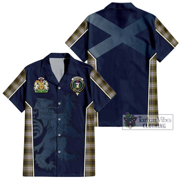 Buchanan Dress Tartan Short Sleeve Button Shirt with Family Crest and Lion Rampant Vibes Sport Style