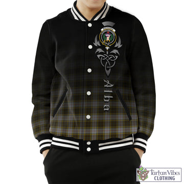 Buchanan Dress Tartan Baseball Jacket Featuring Alba Gu Brath Family Crest Celtic Inspired