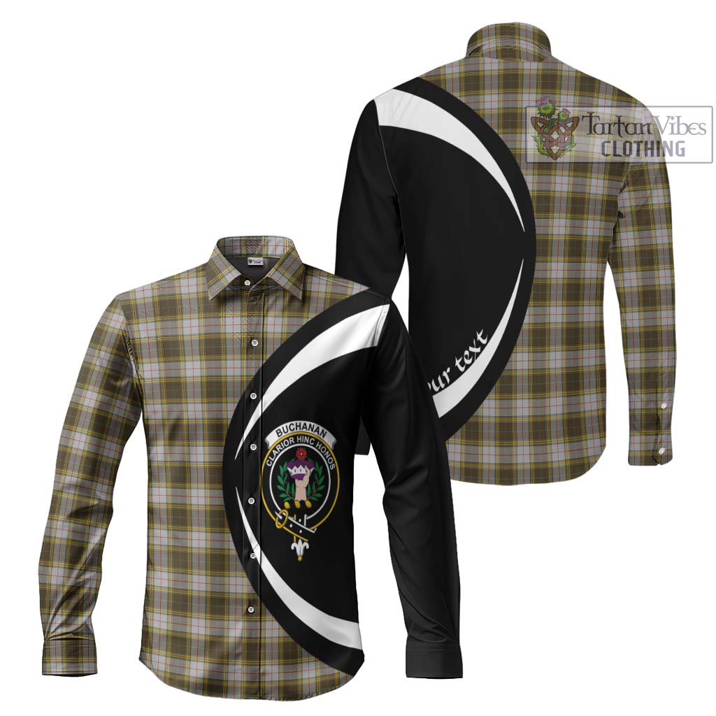 Buchanan Dress Tartan Long Sleeve Button Up with Family Crest Circle Style Men's Shirt S - Tartan Vibes Clothing