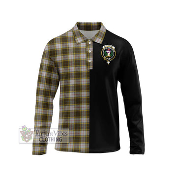 Buchanan Dress Tartan Long Sleeve Polo Shirt with Family Crest and Half Of Me Style