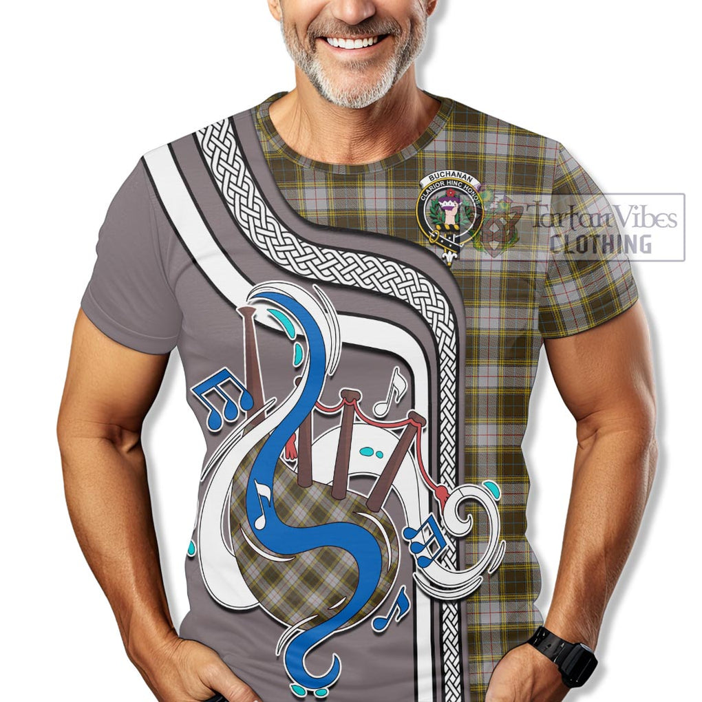 Buchanan Dress Tartan T-Shirt with Epic Bagpipe Style Kid's Shirt - Tartanvibesclothing Shop