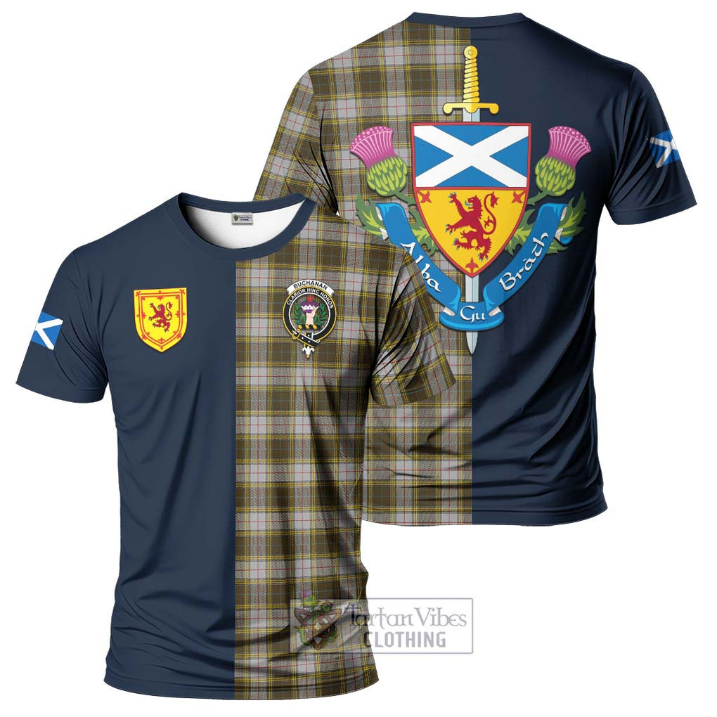 Tartan Vibes Clothing Buchanan Dress Tartan T-Shirt Alba with Scottish Lion Royal Arm Half Style