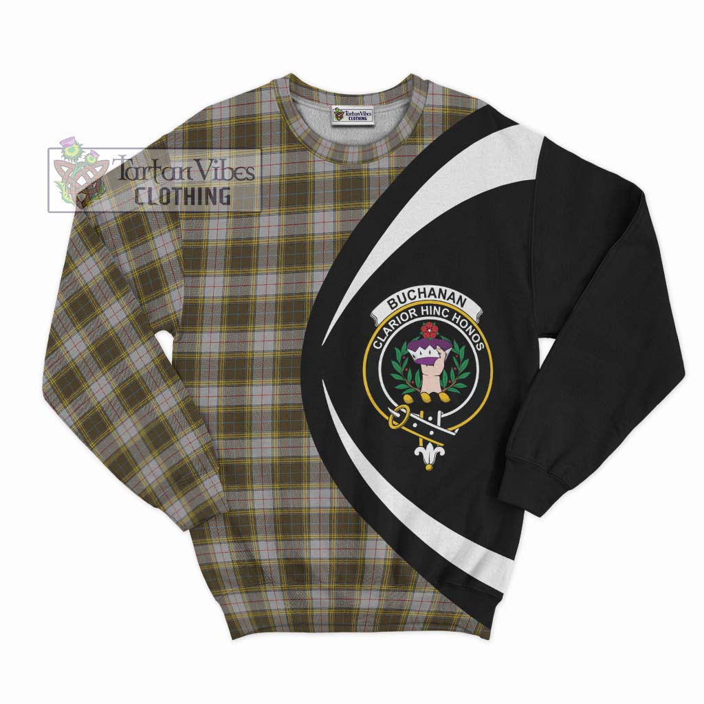 Buchanan Dress Tartan Sweatshirt with Family Crest Circle Style Unisex - Tartan Vibes Clothing