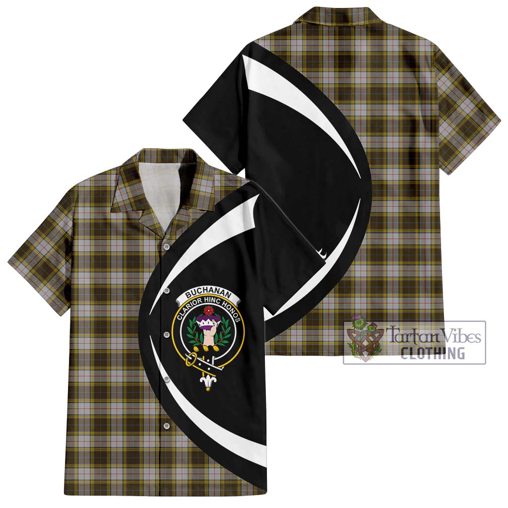 Buchanan Dress Tartan Short Sleeve Button Up with Family Crest Circle Style Kid - Tartan Vibes Clothing