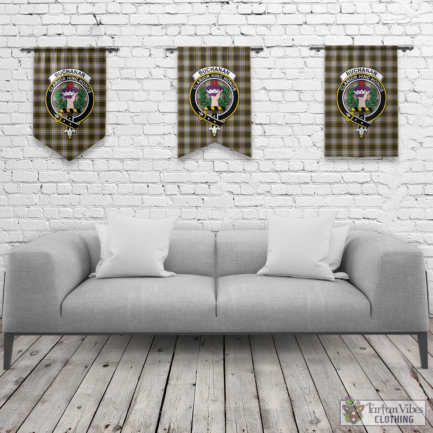 Tartan Vibes Clothing Buchanan Dress Tartan Gonfalon, Tartan Banner with Family Crest