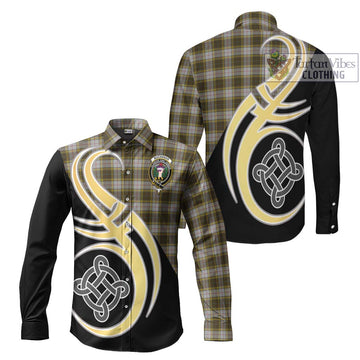 Buchanan Dress Tartan Long Sleeve Button Shirt with Family Crest and Celtic Symbol Style