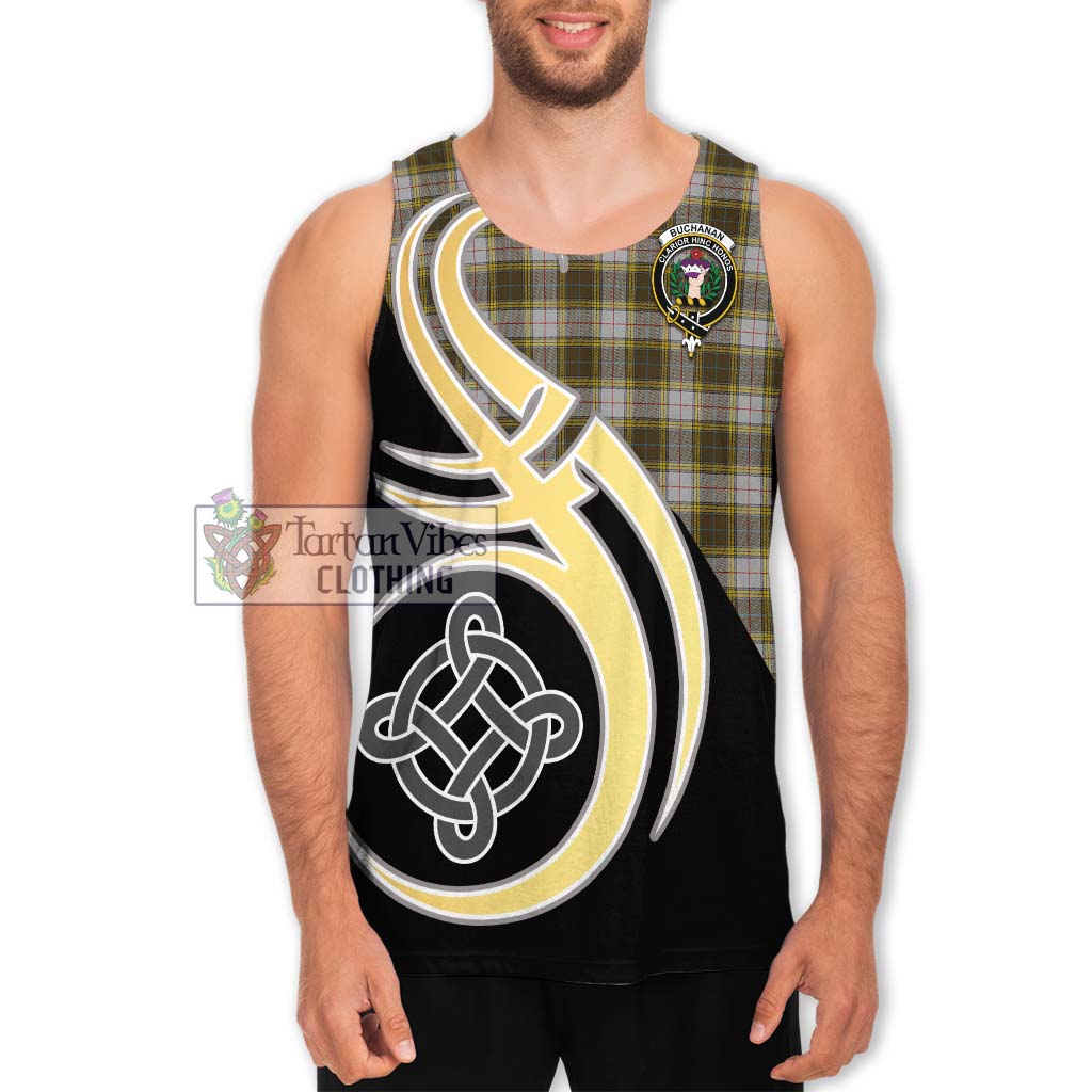 Buchanan Dress Tartan Men's Tank Top with Family Crest and Celtic Symbol Style Men - Tartan Vibes Clothing