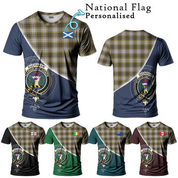 Buchanan Dress Tartan T-Shirt with Personalised National Flag and Family Crest Half Style