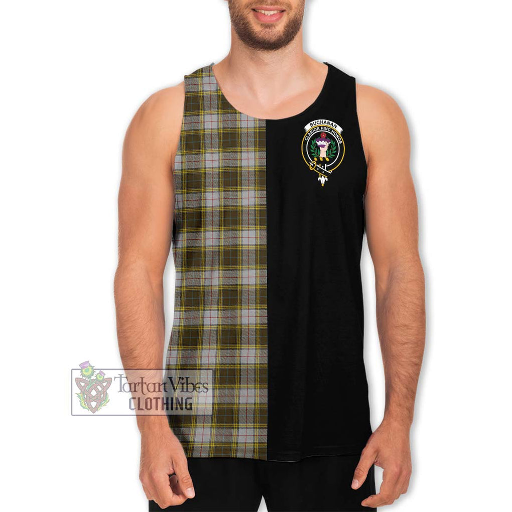 Buchanan Dress Tartan Men's Tank Top with Family Crest and Half Of Me Style Men - Tartanvibesclothing Shop