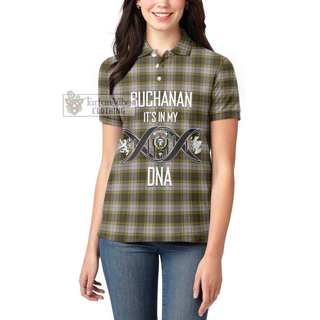 Buchanan Dress Tartan Women's Polo Shirt with Family Crest DNA In Me Style Women - Tartanvibesclothing Shop